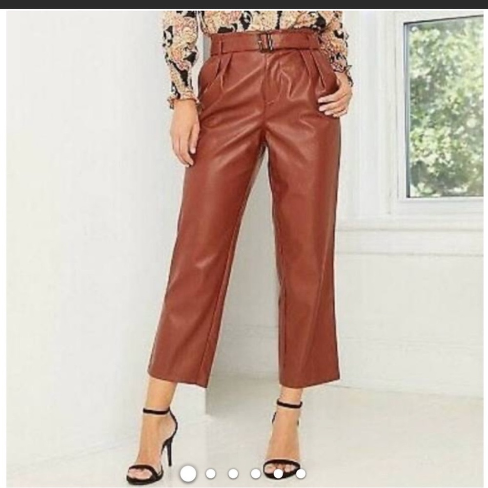 Who What Wear Red High Rise Belted Pleat Pants